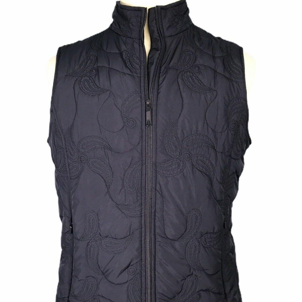 Pendleton Womens Quilted Vest Large Black Polyester Made In China